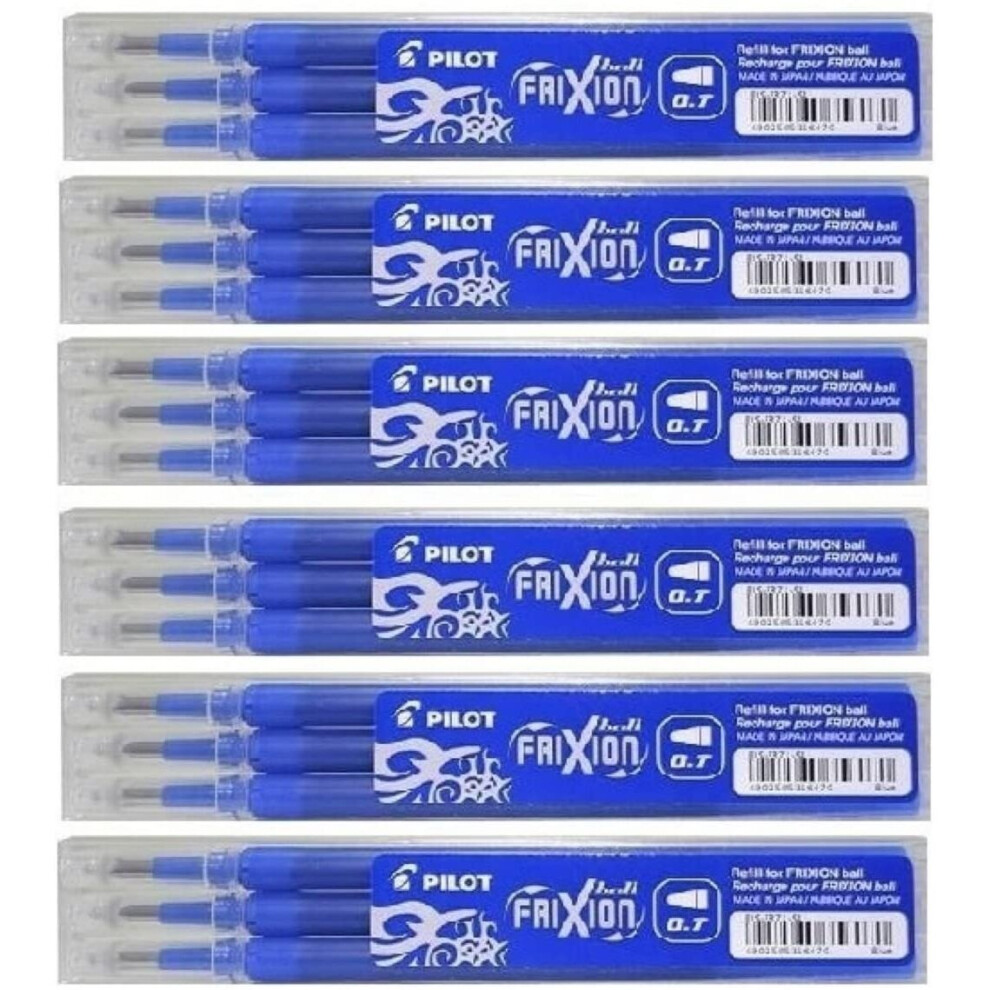 Pilot Frixion Roller Ball Refills erasable pens Pen in Compatible Refill BLS-Fr7 (Pack of 6 Refills - 18) Refills 0.7mm Blue