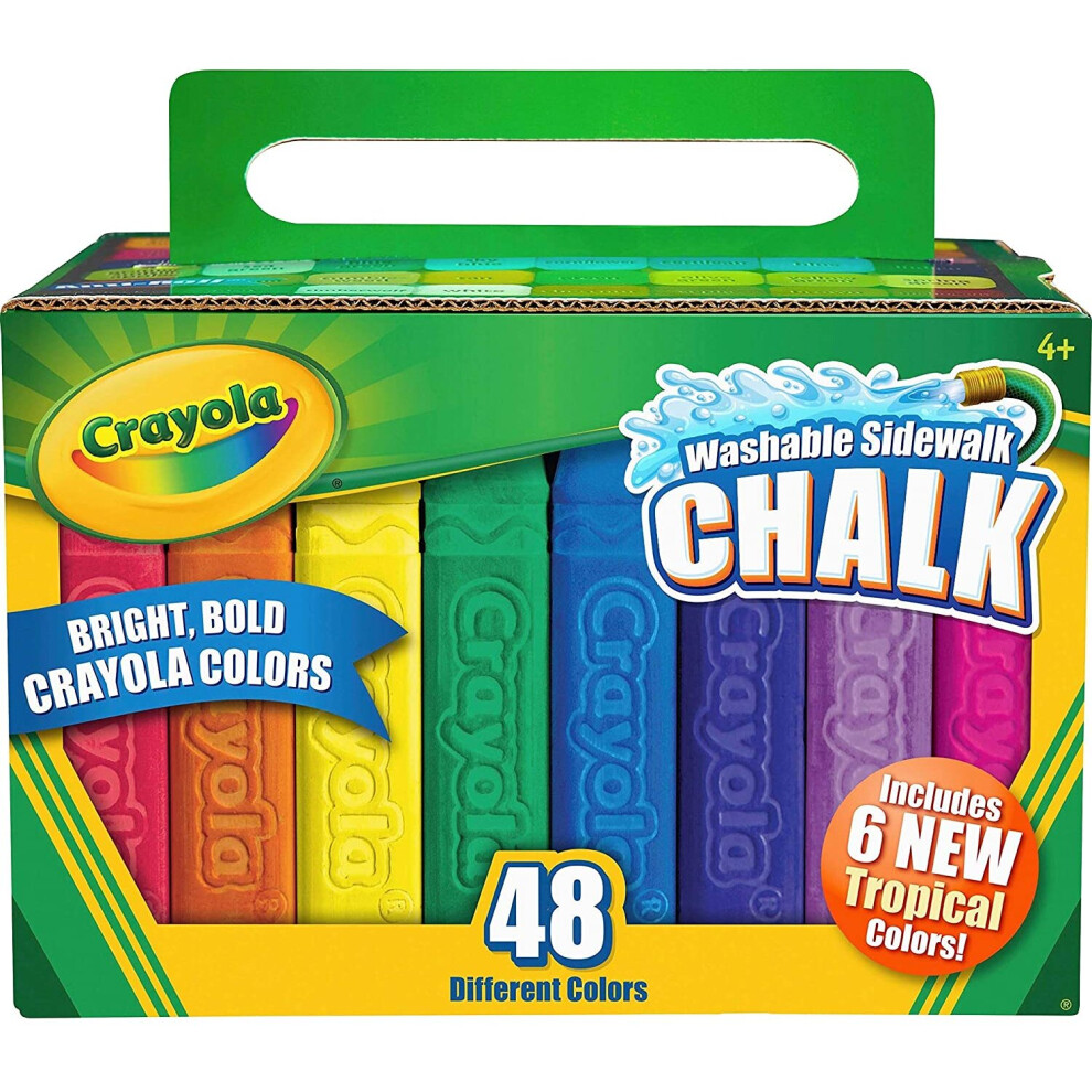 Washable Sidewalk Chalk, 48 Assorted Bright Colors by Crayola by Crayola