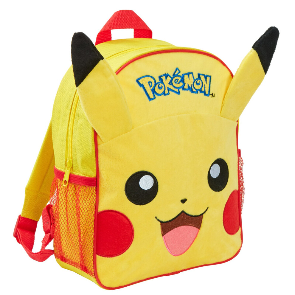 (One Size) Pokemon Pikachu 3D Plush Backpack Kids Character School Rucksack Lunch Book Bag