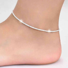 Women elegant Women Double Foot Cavigliere Silver Color Chain Ankle Bracelets SM9922 #223
