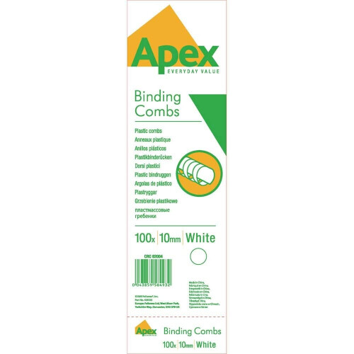 Fellowes Fellowes Value A4 10mm Binding Combs - White (Pack of 100)