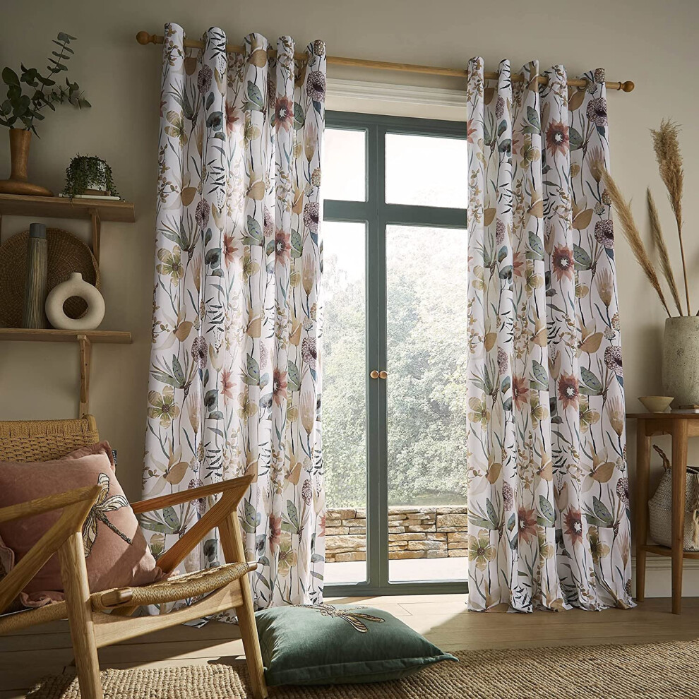 Voyage Maison Oceania Sandstone Fully Lined Eyelet Ring Top Curtain Pair