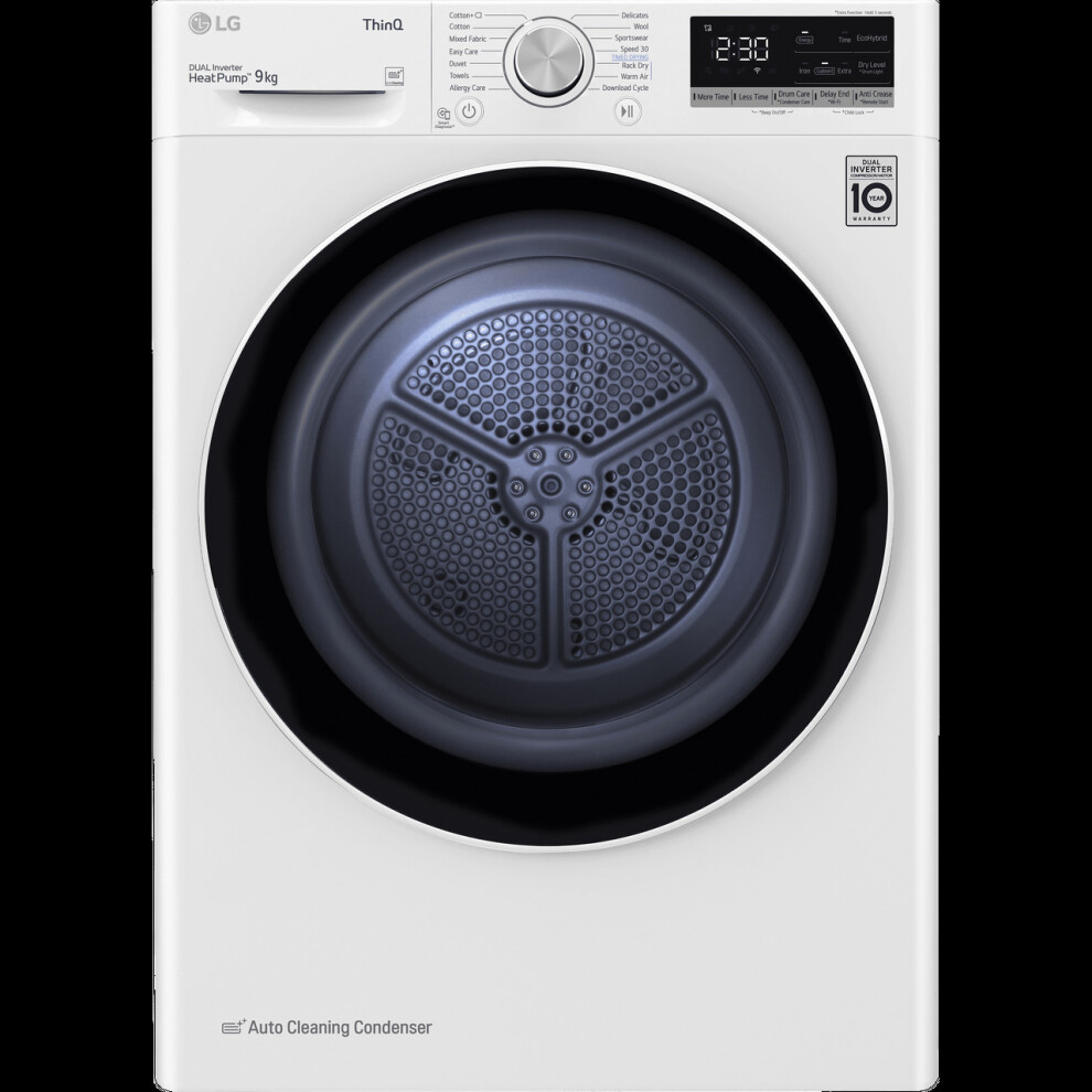 LG V7 FDV709W Wifi Connected 9Kg Heat Pump Tumble Dryer - White