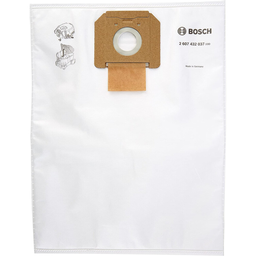 Bosch Professional 2607432037 Fleece Dust Extractor Bags (5 Bags, for GAS 35, in Plastic Pouch), White