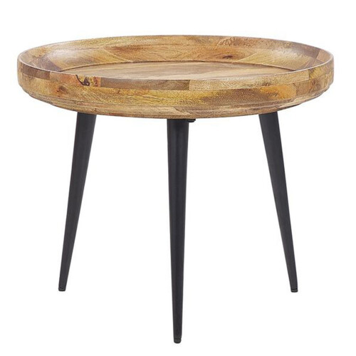 Beliani Mango Coffee Table Light Wood and Black EDNA