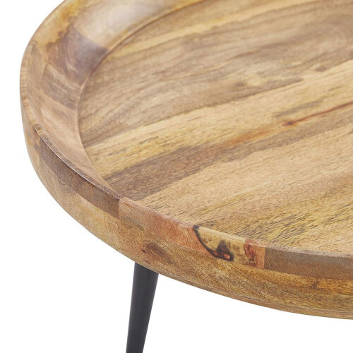 Beliani Mango Coffee Table Light Wood and Black EDNA 2