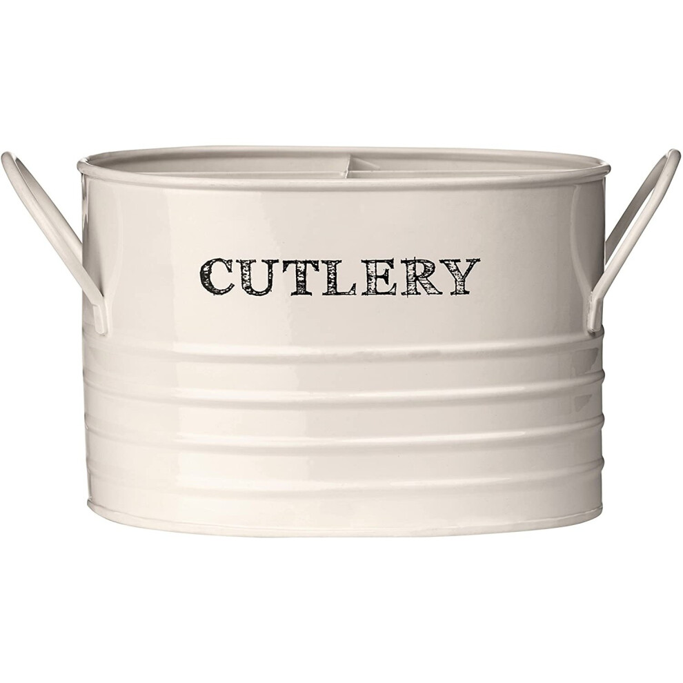 Premier Housewares 507632 Sketch Cutlery Caddy - Cream Beige H11 x W16 x D13cm