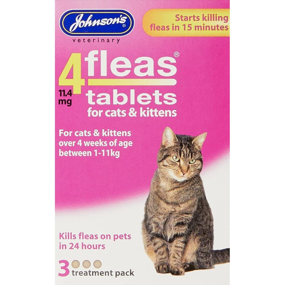 Johnsons Veterinary Products 4Fleas Tablets for Cats and Kittens, Pack of 3