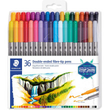 Staedtler 3200 TB36 Design Journey double-ended fibre-tip pens, pack of 36 assorted colours
