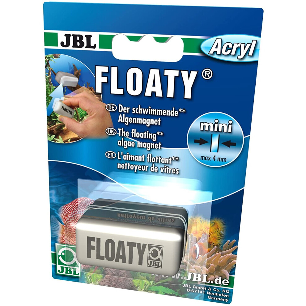 JBL Floaty mini, Floating glass cleaning magnet for aquariums with acrylic panes up to 4 mm thick