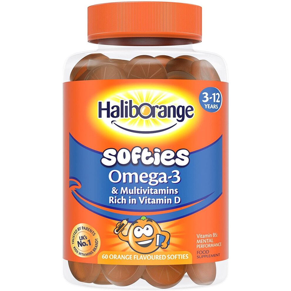 Haliborange Orange Halib Kids Vitamins Omega-3 And Multivitamin Softies, Pack Of 60