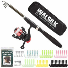 Spinning Fishing Rod & Reel Combo Full Kit, Bonus 1 Mesh Head Net