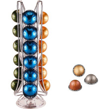 EXZACT Coffee Capsule Holder, Compatible with Vertuo Nespresso Pods (24pcs) - Rotating Pod Tower Rack