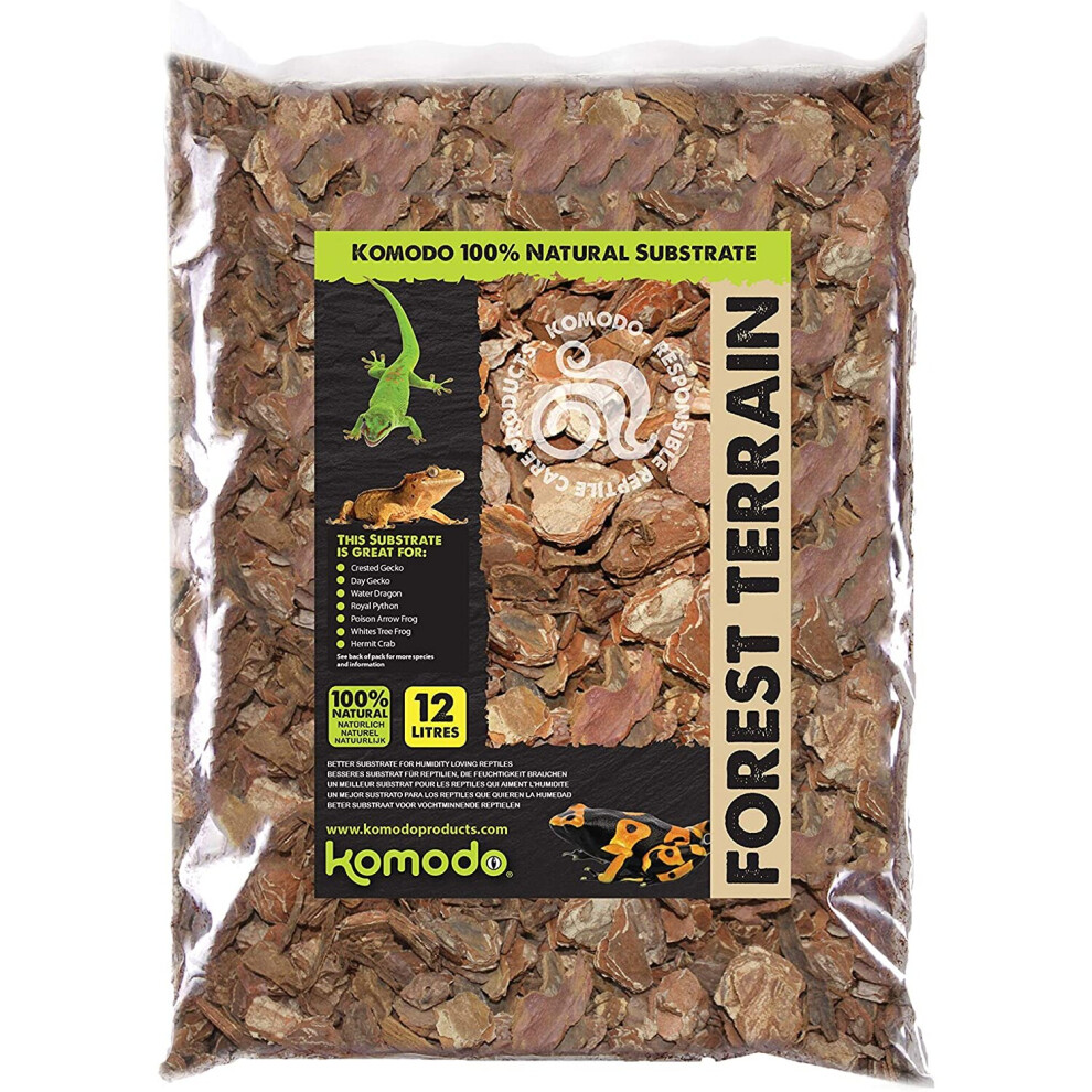 Komodo Forest Terrain Orchid Bark Chips, 24 Litre, Natural Terrain for Reptiles, Orchid Bark Chips, Bark Chips for Reptiles, Reptile Terrain, Reptile