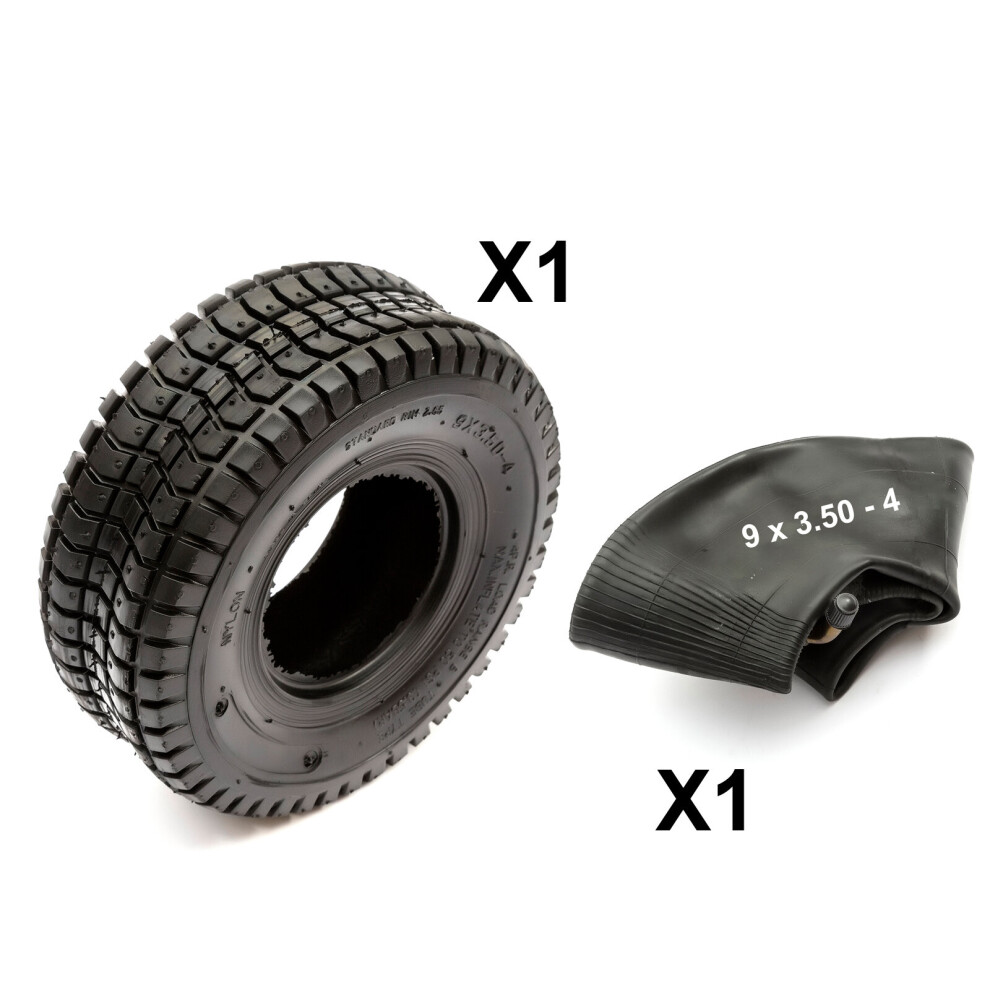 Tyre & Inner Tube 9X3.50-4 9X350-4 4 Ply Block Tread Mini Moto Quad Bike 4 Inch 5056213554644