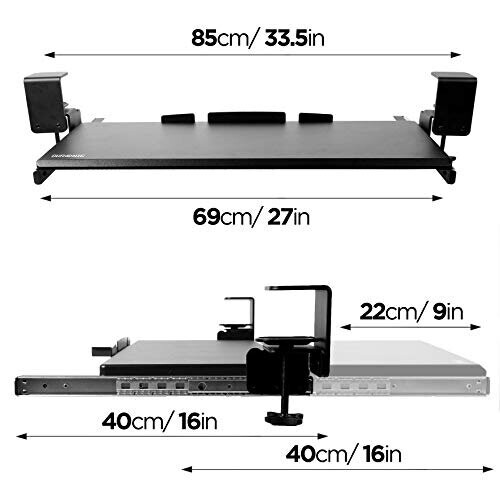 Duronic DKTPX1 Keyboard Platform: Clamp-On Under-Desk Drawer for Keyboard & Mouse, Ergonomic, Easy No-Tools Install 2