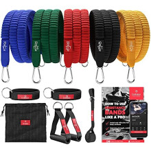 Resistance Bands Set with Handles, Door Anchor, Ankle Straps + Exercise Ebook, 5 Long Latex Tubes Premium Heavy Duty Expander Cords, Full Body Bu