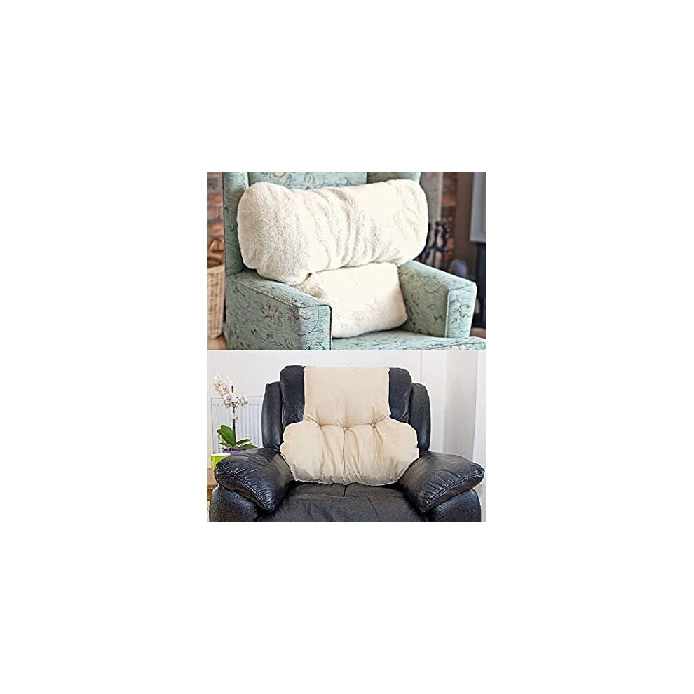 Large Faux Armchair Sheepskin Back Lumbar Help Support Pillow Cushion Fleece