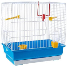 Ferplast Rectangular Cage for Small Exotic Birds and Canaries REKORD 2 Cage for Birds, Complete With Accessories and Revolving Feeders, Painted M