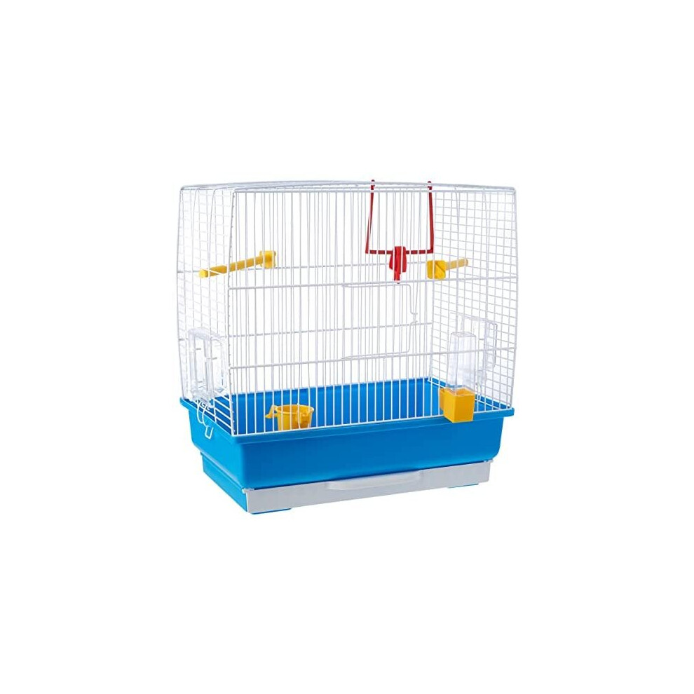 Ferplast Rectangular Cage for Small Exotic Birds and Canaries REKORD 2 Cage for Birds, Complete With Accessories and Revolving Feeders, Painted M