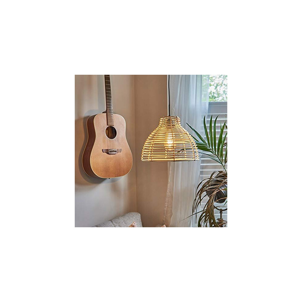 Pair of - Modern Cream Wicker Rattan Basket Style Ceiling Pendant Light Shades