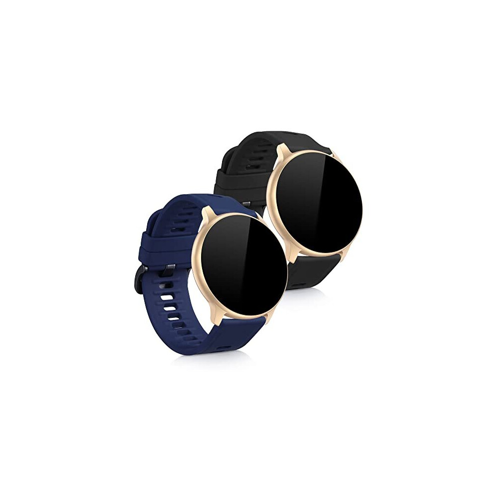 Photos - Watch Strap kwmobile Watch Bands Compatible with AGPTEK LW11 - Straps Set of 2 Replacement Silicone Band - Black/Dark Blue