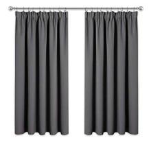 PONY DANCE Grey Blackout Curtains - Grey Pencil Pleat Thermal Curtains 46 x 54 Drop Light Blocking Window Treatments Energy Saving for Boys' Bedr