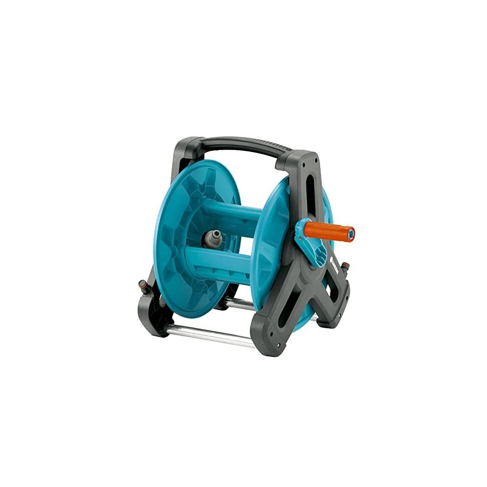 GARDENA Classic Hose Reel 50: Water hose reel for garden hose max. 50 m (13 mm tube), compact structure, with drip device, angled hose connector