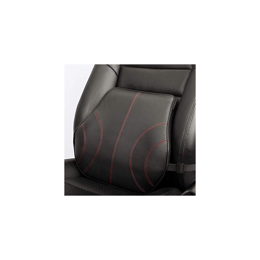 Koyoso Car Lumbar Support Cushion, Back Support Pillow Leather Memory Foam For Car Home Office - Black 9129636742939