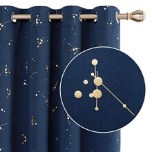 Deconovo Blackout Eyelet Curtains, Home Decorative Gold Constellation Printed Curtains, Thermal Insulated Curtains for Boys Bedroom, 46 x 72 Inch