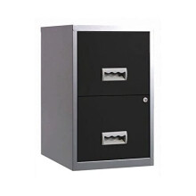 Pierre Henry 095808 A4 Steel Lockable 2 Drawers Filing Cabinet - Silver/Black