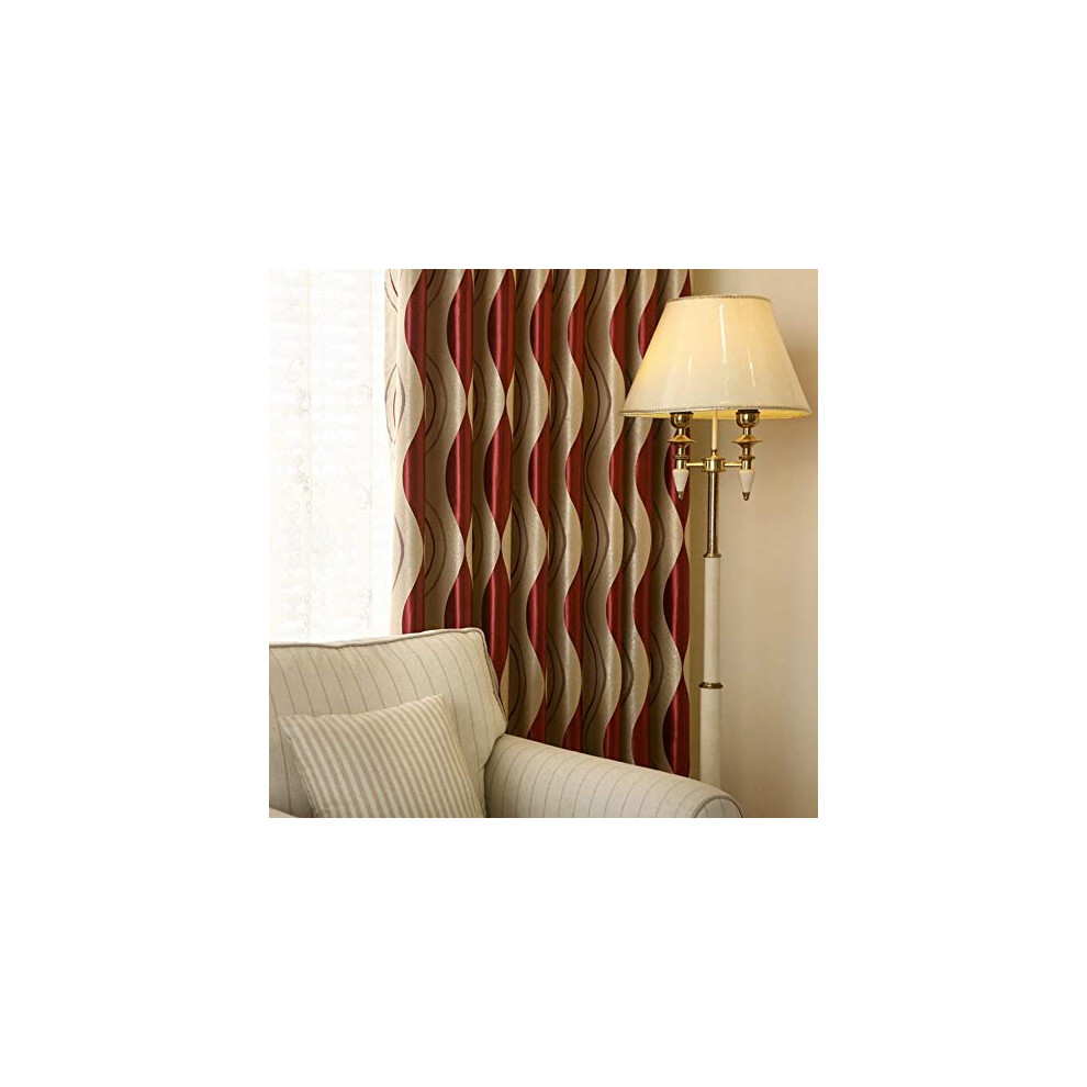 2 Panels Set Modern Striped Curtains for Living Room Eyelet Room Darkening Curtains for Bedroom (Red,2 x 66x84 Inch)