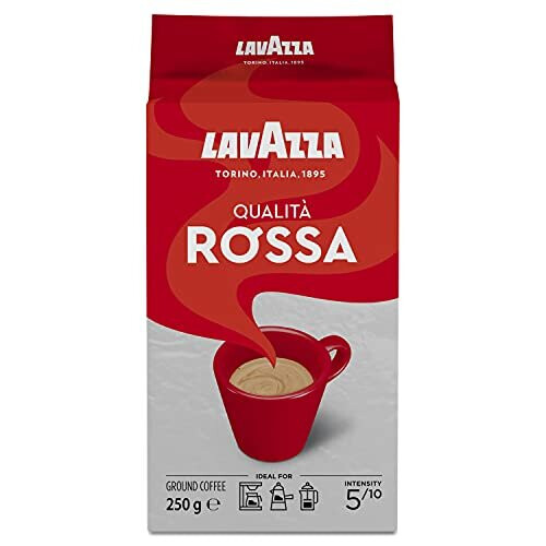Lavazza Qualita Rossa, Arabica and Robusta Medium Roast Ground Coffee, 250 g, (Pack of 12)