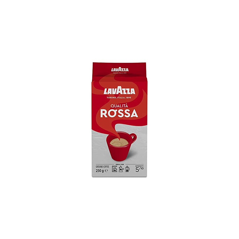 Lavazza Qualita Rossa, Arabica and Robusta Medium Roast Ground Coffee, 250 g, (Pack of 12)