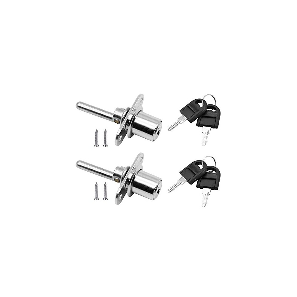 2 Piece Cabinet Plunger Lock Furniture Desk Drawer Plunger Lock Cupboard Cam Lock with Key for Filing Cabinets Wardrobe Display Cabinet Furniture