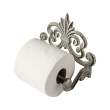 Comfify Decorative Cast Iron Fleur De Lis Toilet Paper Roll Holder - Wall Mounted Antique White Vintage Rustic Design - Bathroom Accessory with