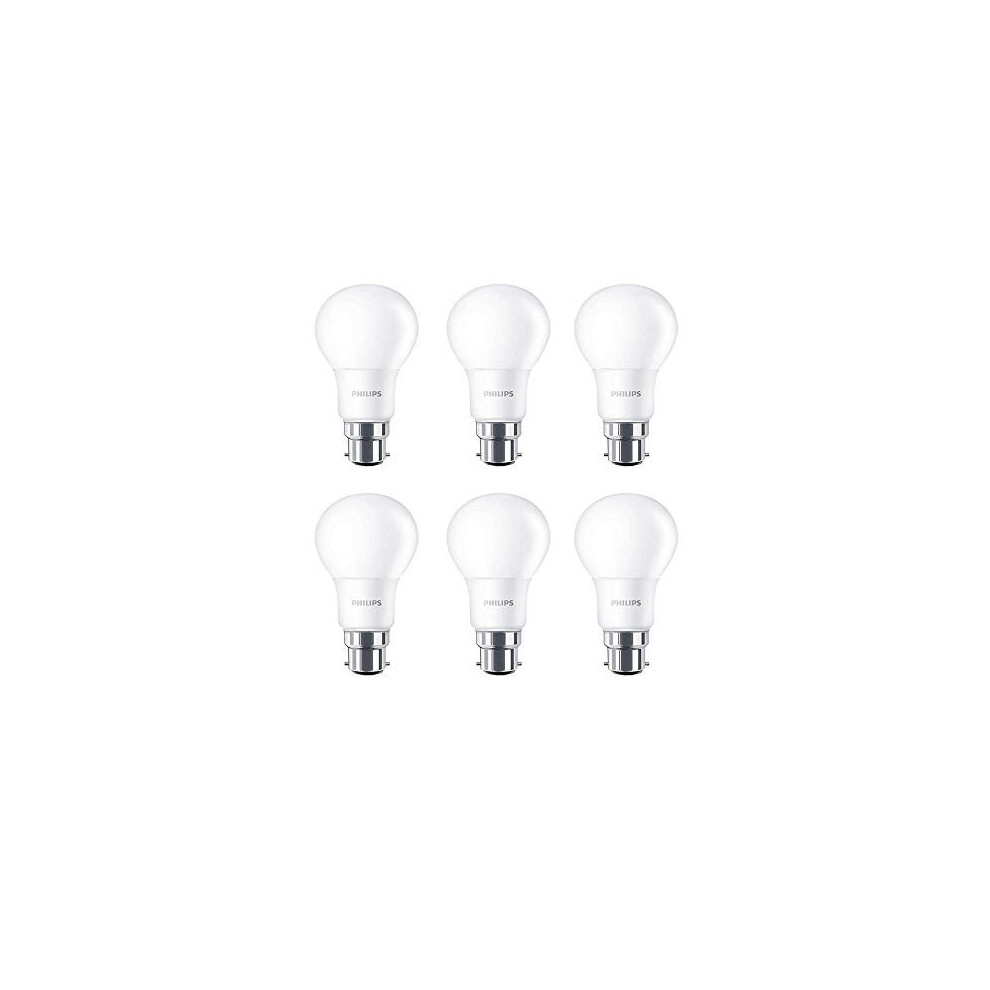 Philips 6 Pack X Corepro Led 8W Frosted Gls Lamp B22 Bc Large Bayonet Cap 2700K Warm 806 Lumen 15000 Hours - 929001233902 White