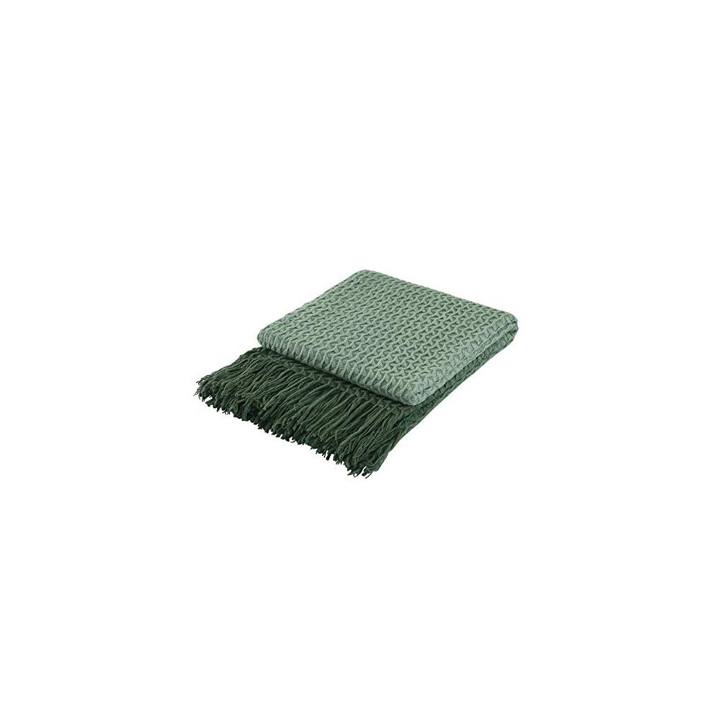 Super Soft Ombre Green Decorative Knit Throw Blanket for Sofa Couch Chair Bed, Lightweight Travel Blanket Nap Throw, Cashmere-Like Soft and Cozy,