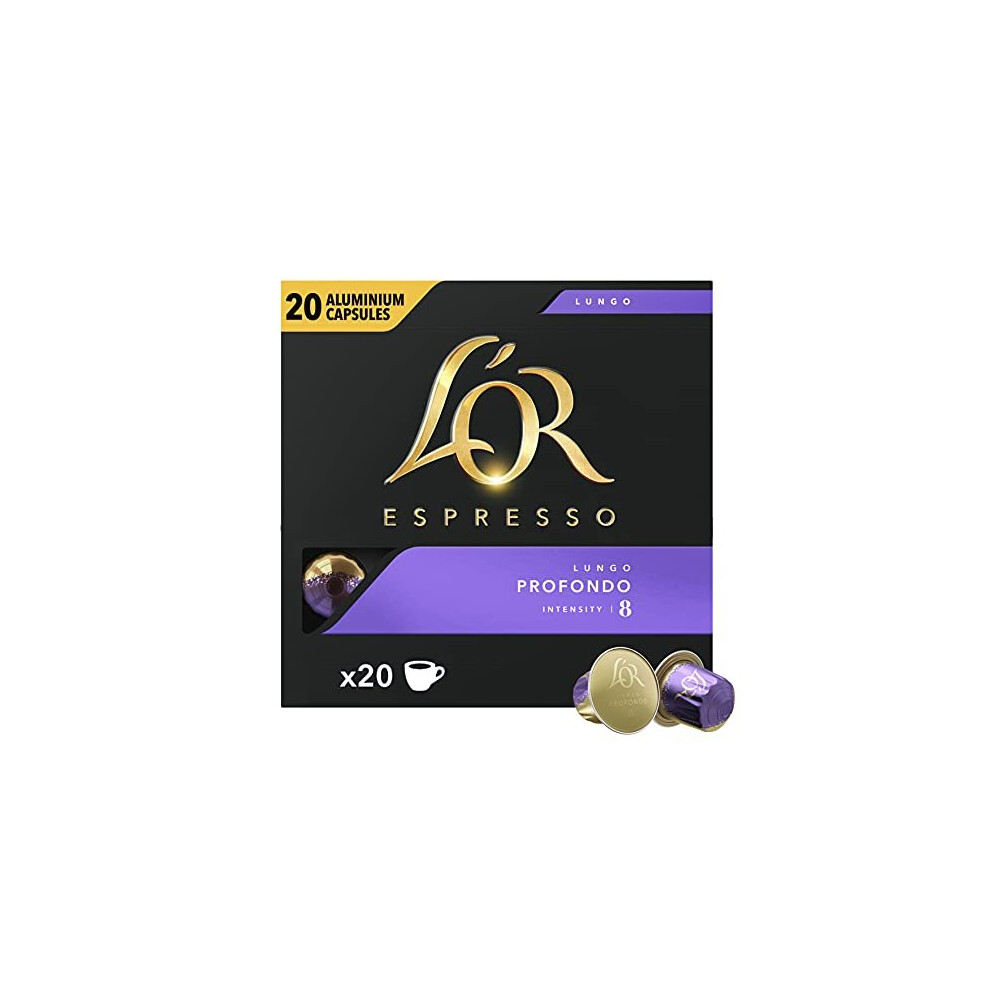 L'or Lungo Profondo Intensity 8 Nespresso Compatible Coffee Pods (Pack Of 20, Total 200 Coffee Capsules)