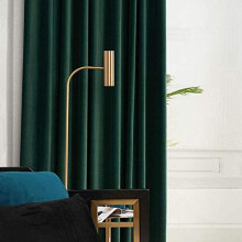 MYRU 1 Pair Nordic Velvet Curtains Eyelet Dark Green Luxury Blackout Curtains for Bedroom and Living Room (Dark Green,2 x 66x90 Inch)