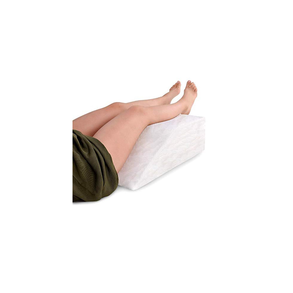 Jd Linens Leg Elevation Pillow - Body Wedge Upholstery Foam Rest Support - Breathable Washable Quilted Cover - Post-Surgery, Ligament Fractu