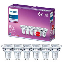 Philips LED Classic 6 Pack [GU10 Spot] 4.6W - 50W Equivalent, 220 - 240V, Cool White 4000K (Non-Dimmable)