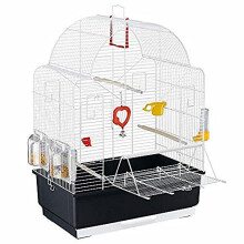 Ferplast Ibiza Open Bird Cage With Pearly White Bars, Black Base with Accessories, Medium