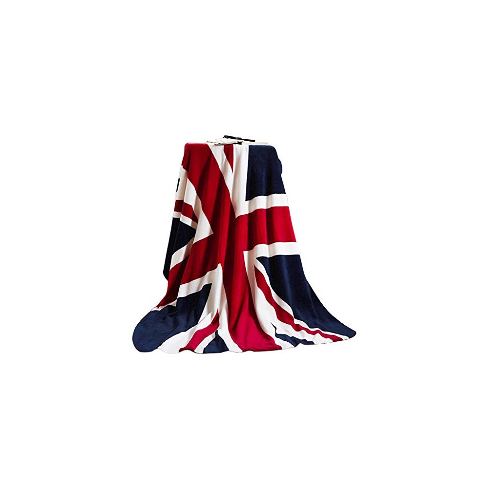 Union Jack Flag Fleece Throw Blanket Luxury Coral Throws for Sofa Great British Flag Chair Cabin Sofa Couch Blanket Warm Bed Blanket Soft Plush T