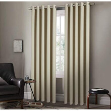 Blackout Curtain Pair Heavy Insulated Thermal Blackout Curtains Ring Top Eyelet Room Darkening Curtain Panels (Cream, 90 x 90 Inch)