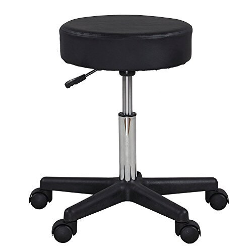 Display4top Black Adjustable Rolling Cushion Tattoo Massage Hydraulic Salon Stool,5 Wheels