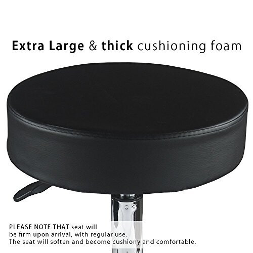 Display4top Black Adjustable Rolling Cushion Tattoo Massage Hydraulic Salon Stool,5 Wheels 2