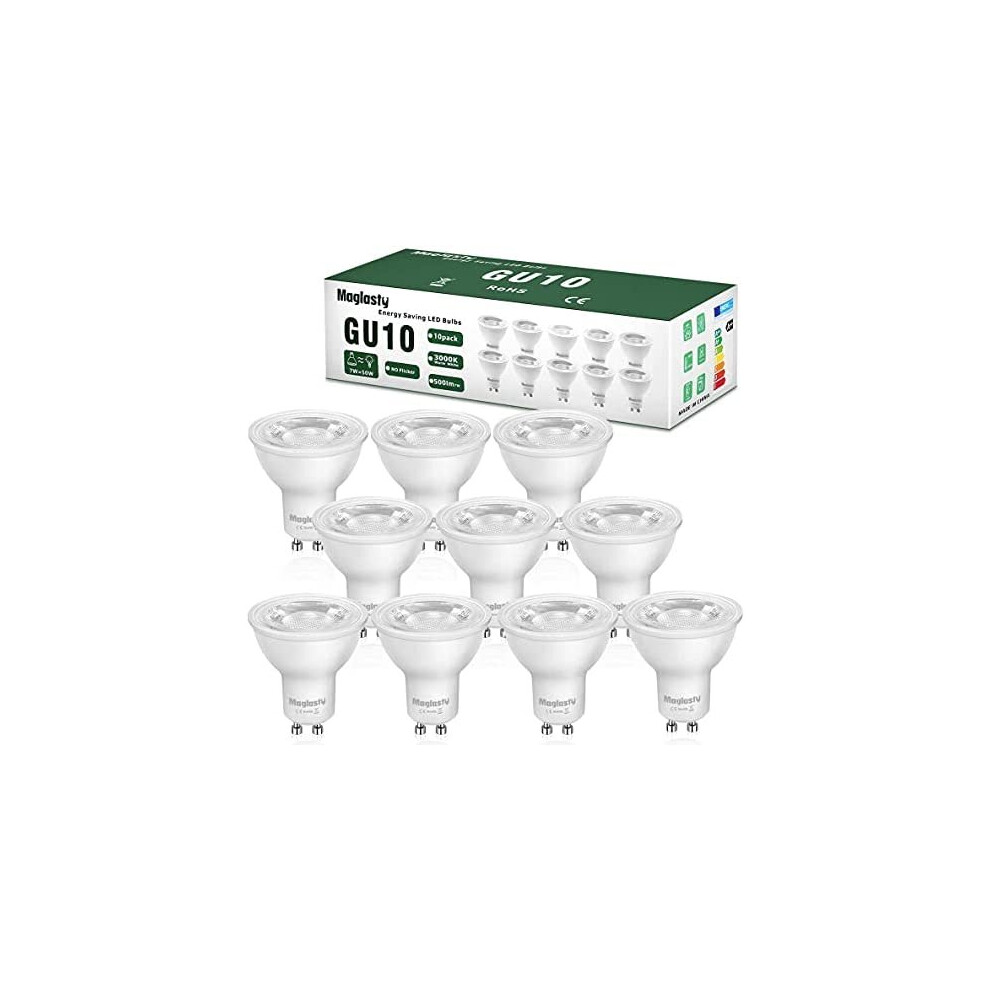 7W GU10 Led Bulbs Warm White, 3000K Spotlight Bulb, 50W Halogen Light Equivalent, 7W 500LM 38 Beam Angle No Flickering Non-dimmable 220-240V Lig