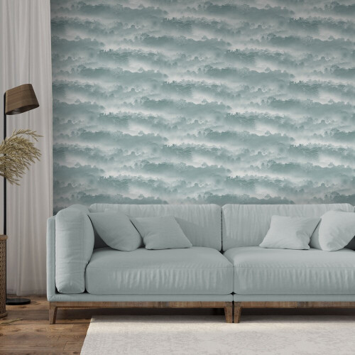 Muriva Muriva Tropical Landscape Teal Wallpaper 188501 2