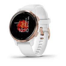 Garmin Venu 2S Smaller-sized GPS smartwatch with all-day health monitoring, Rose Gold Bezel with White Case and Silicone Band